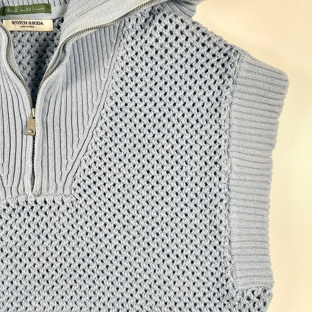 Scotch and Soda Half Zip Knit Sweater Pullover Women Preppy Powder Blue Small - Picture 2 of 8
